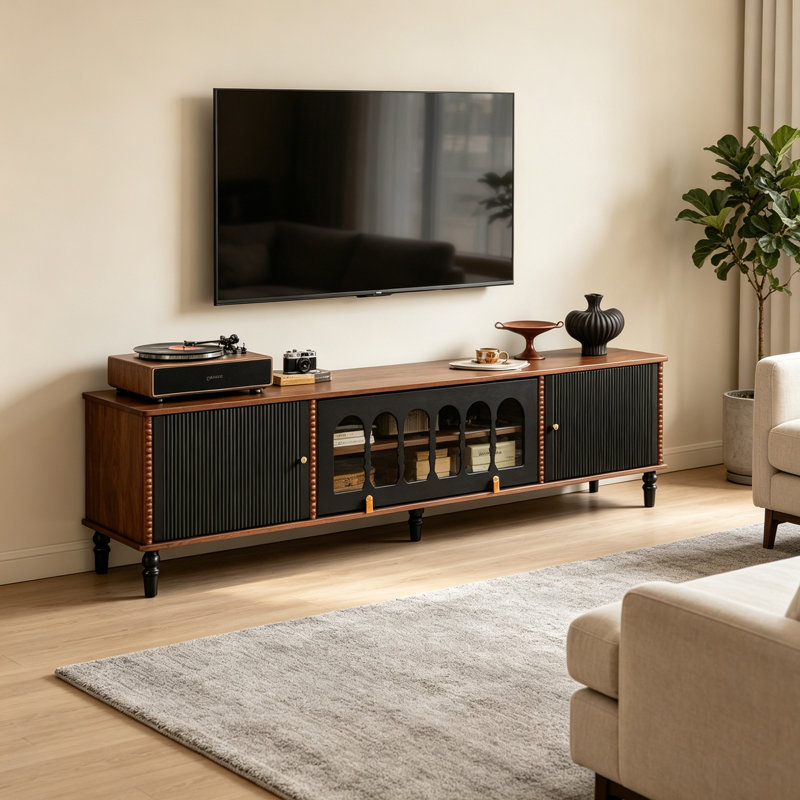 Meuble télé avec rangement Retro, H 22,83 po x L 70,86 po x l 15,74 po