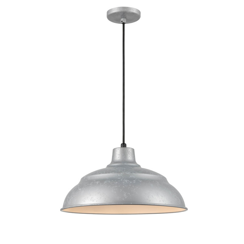 1 - Light Shaded Dome RLM LED Pendant, Painted Galvanized, 9.25" H x 17" W x 17" D