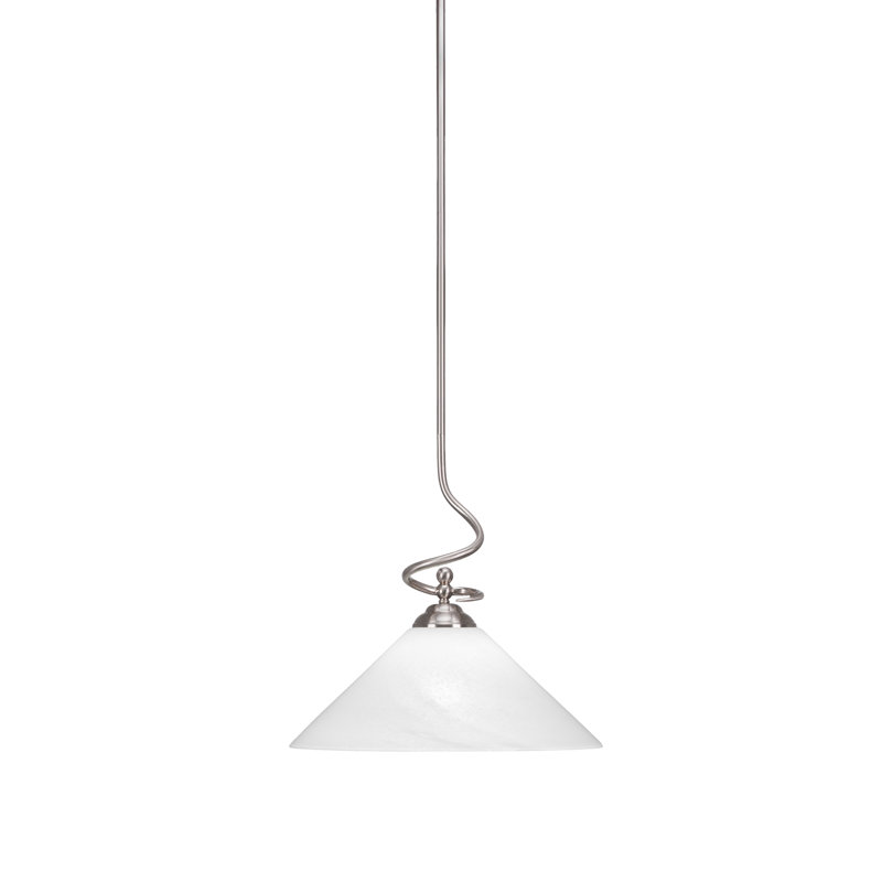 Luminaire suspendu Capri de couleur noir mat avec verre tourbillon onyx 16 po, Nickel brossé, Gelé