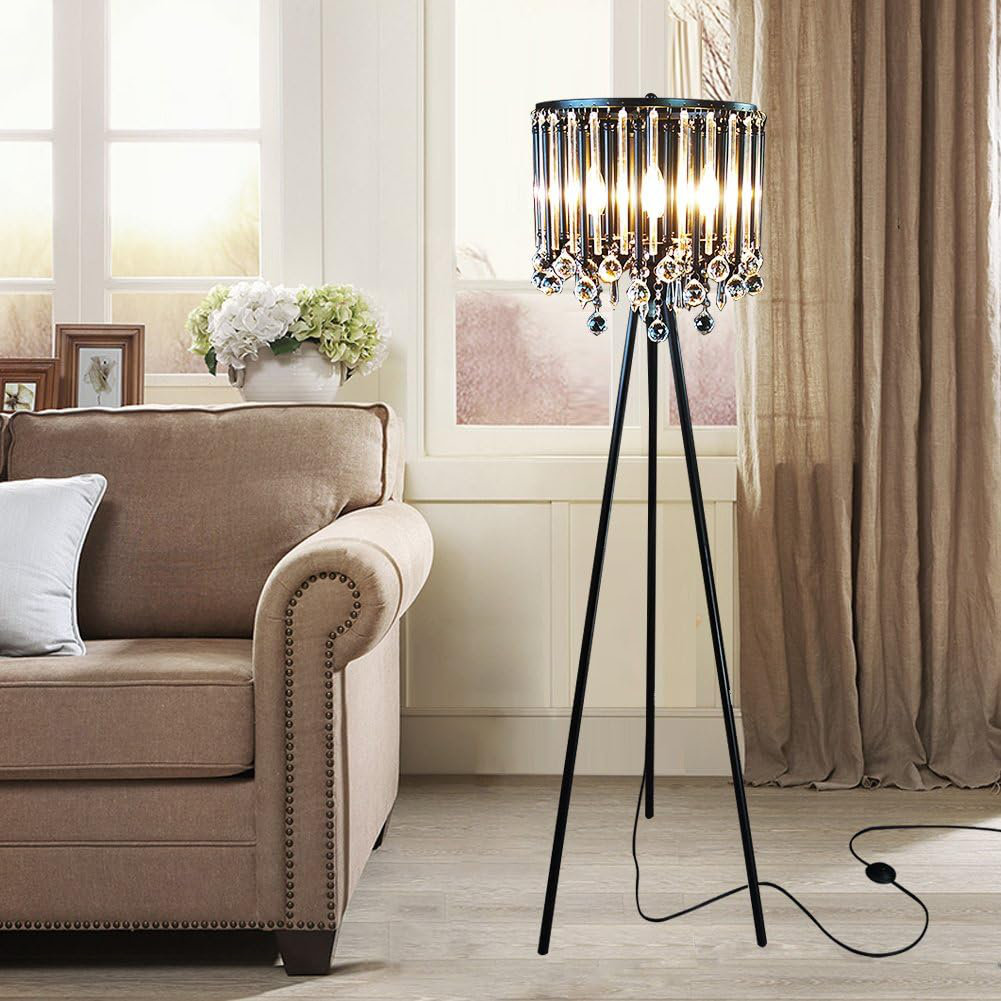 Rephen Unique Romance Crystal Tripod Floor Lamp Black Suitable For ...