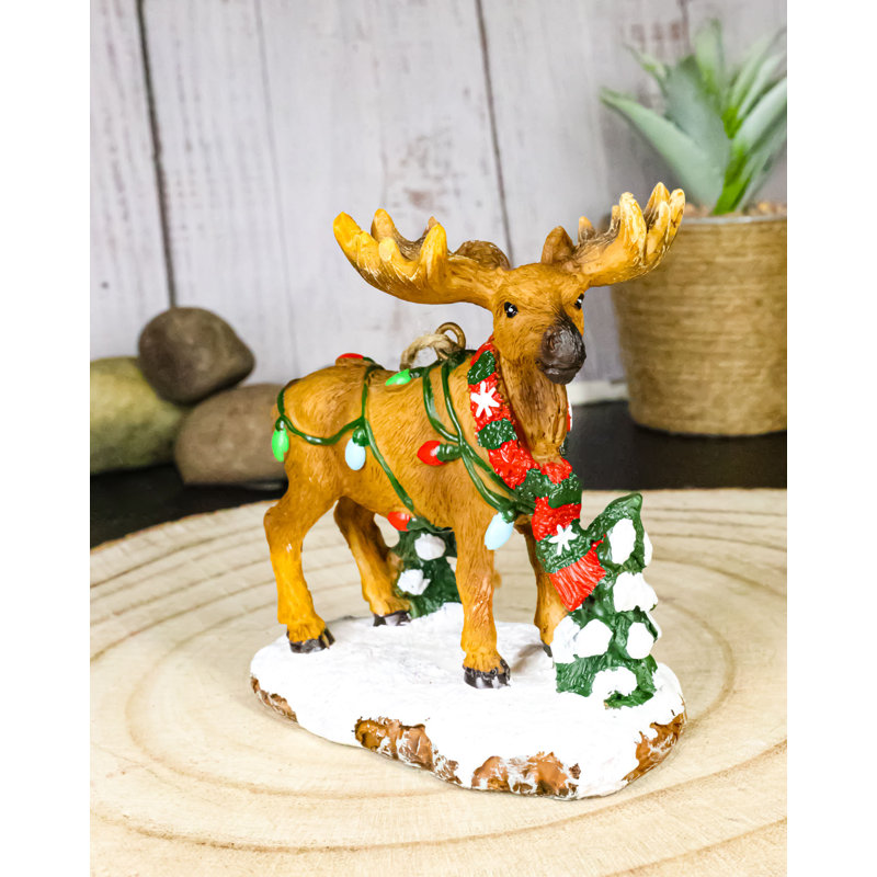 Ornement de Noël orignal suspendu festif élan cerf guirlande de lumières colorées