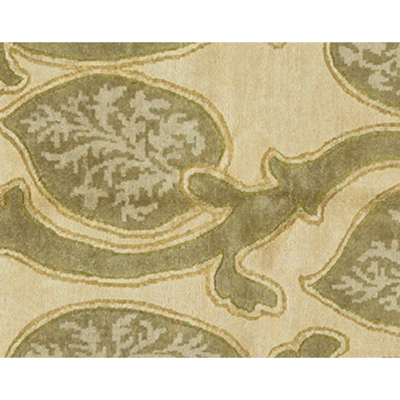 Tapis ivoire et vert noué à la main de haute qualité