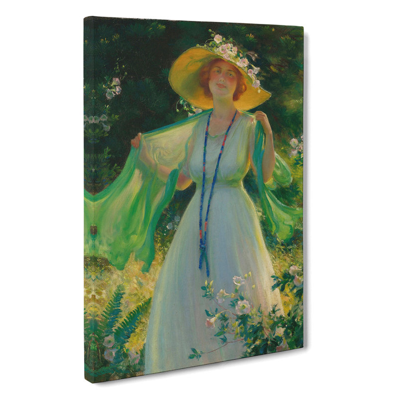 Lady In A Summer Garden by Charles Curran - Wrapped Canvas Print, 76cm H x 50cm W x 3cm D