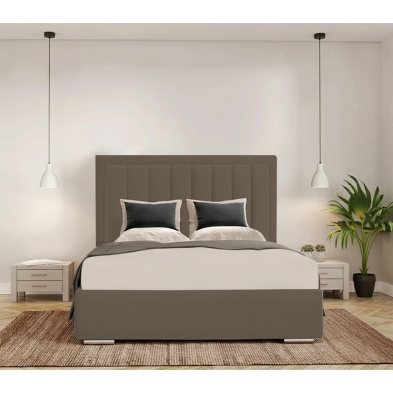 Cenka Upholstered Velvet Bed, Single (3'), Mole
