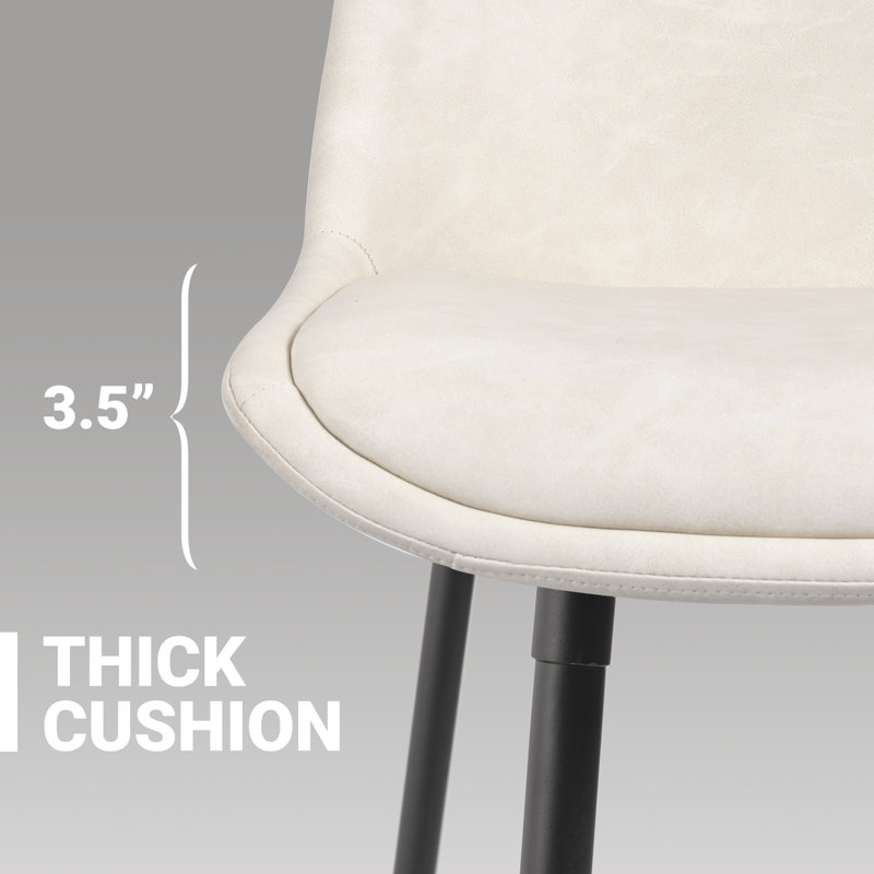 Ensemble de 4 tabourets de bar et de comptoir rembourrés en cuir PU avec pieds en métal, Beige