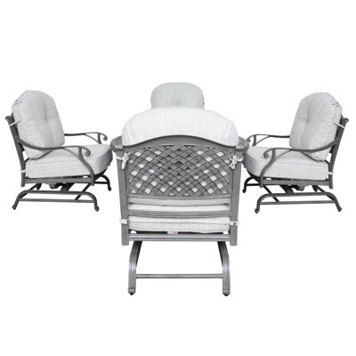 Foyer extérieur d'extérieur avec chaises et coussins en aluminium - conversation confortable et confortable à 5 coussins