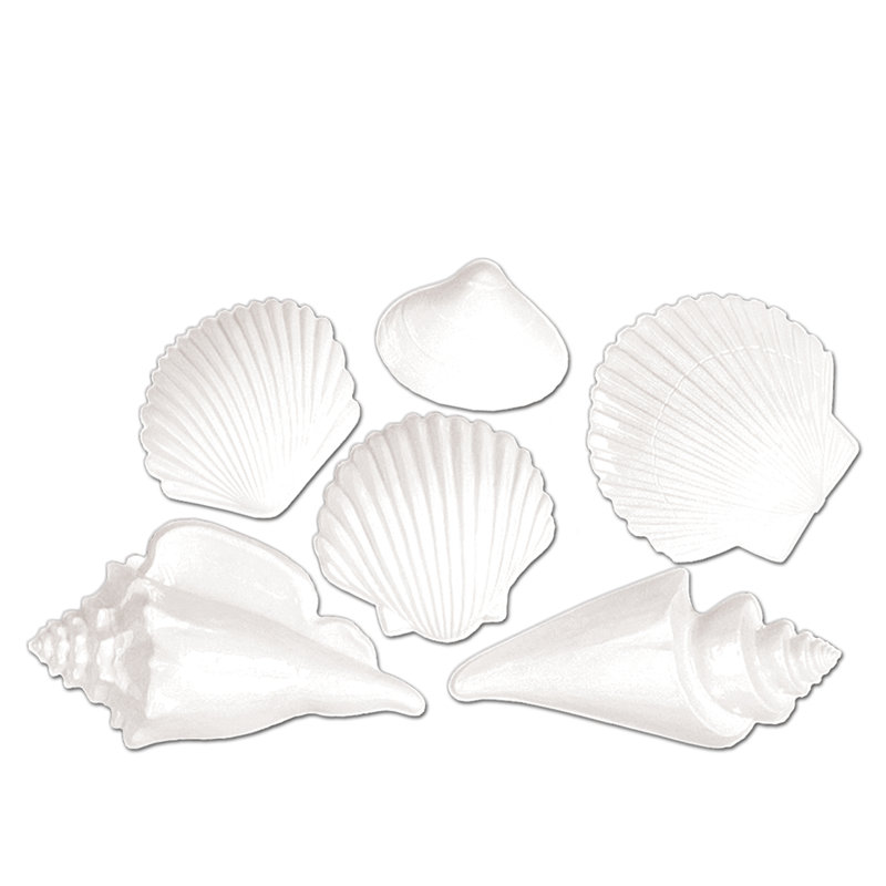 Coquillages blancs en plastique - 7 ½ "à 15" - paquet de 12