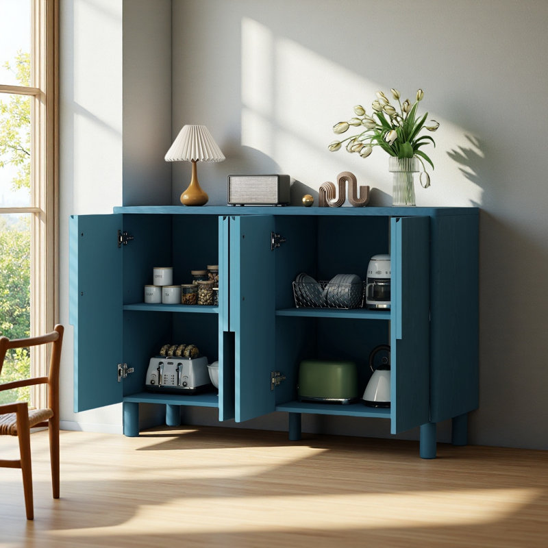 4-Door Buffet Cabinet With Storage, Navy
