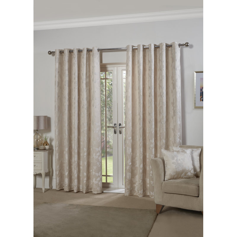 Leah Room Darkening Sliding Panel Pair, Width 228 x Drop 228cm, Cream