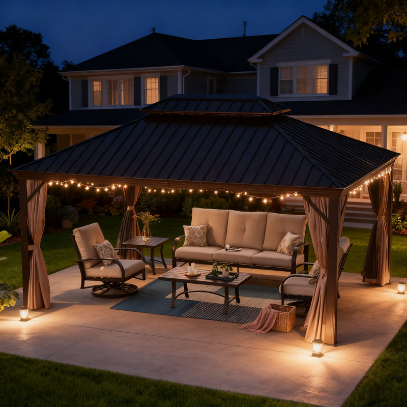 Hardtop Aluminum Patio Gazebo, 12 ft x 10 ft