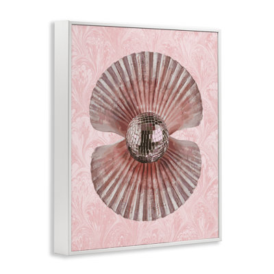 Disco Ball Clam Pearl Framed Giclee, design by Lil' Rue