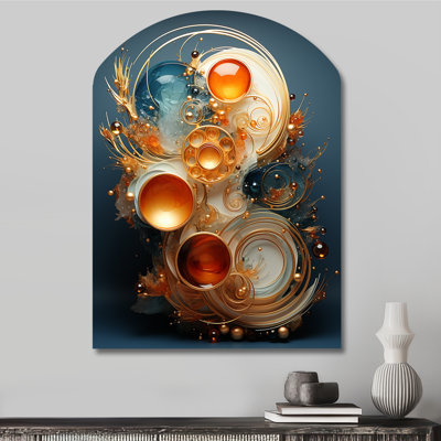 Clayvon - Arch Abstract Spirals Metal Wall Decor, Asymmetrical Metal Wall Sculpture Print