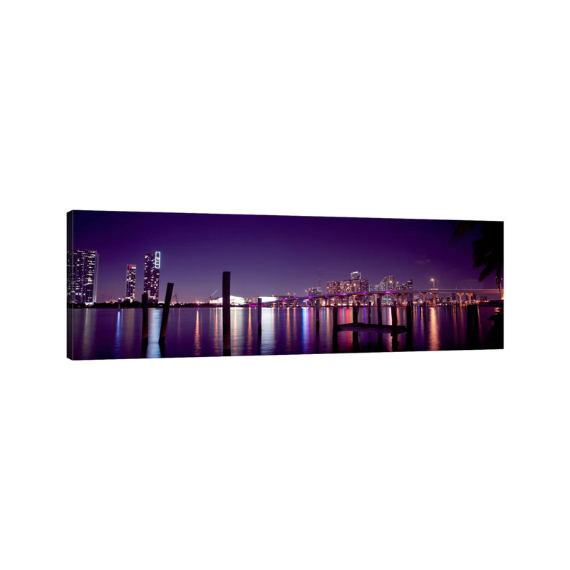 Miami Skyline Cityscape - Wrapped Canvas Panoramic Print, 30.48 cm H x 91.44 cm W x 1.91 cm D