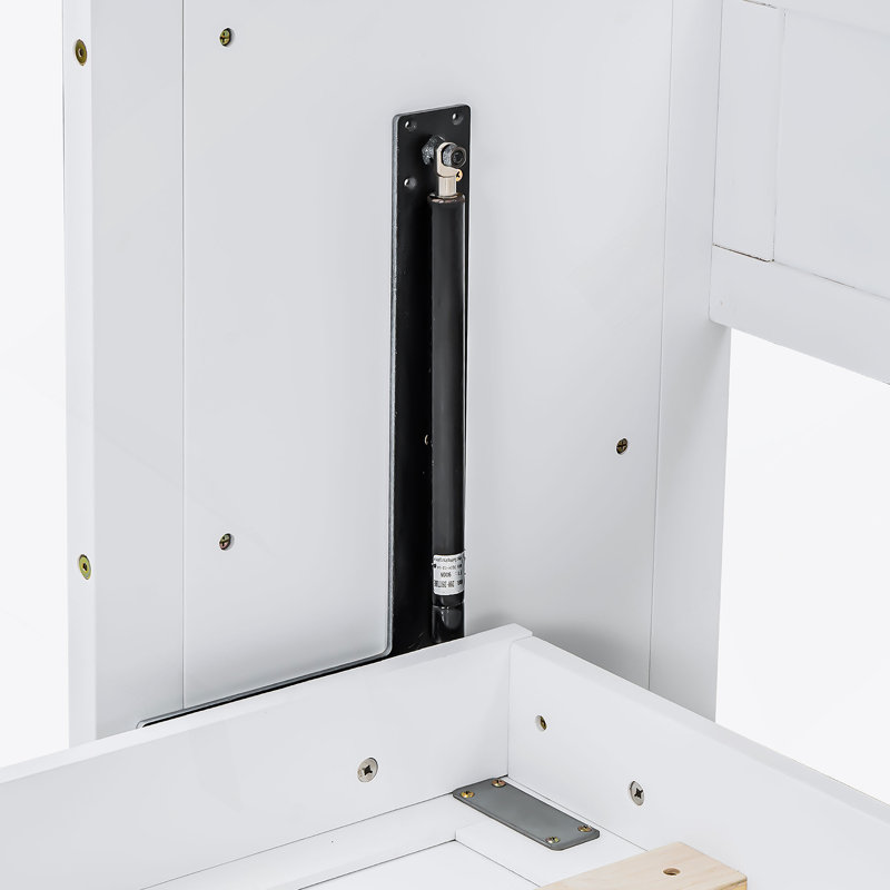 Lit escamotable simple TG avec bureau, lumière DEL et station de charge USB, blanc