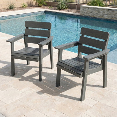 HIPS Patio Dining Chairs Set of 2, All‑Weather Chairs with Curved Backrest & Rounded Wide Armrests