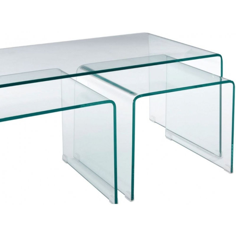 Josefina Glass Top Sled Nesting Tables