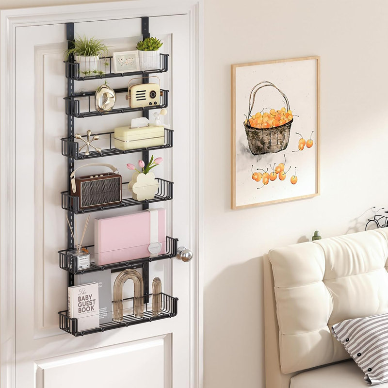 Organisateur de garde-manger au-dessus de la porte avec panneau en acrylique transparent, support à épices réglable à 6 niveaux pour la cuisine, l'armoire et le rangement, installation facile, conception peu encombrante