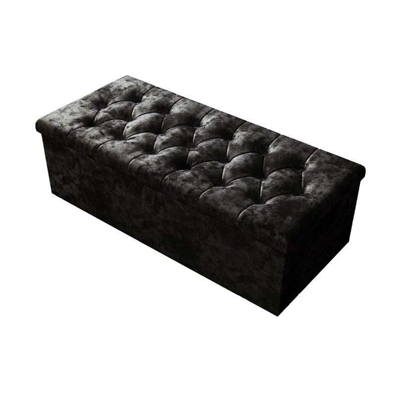 Felica 102cm Wide Tufted Rectangle Storage Ottoman with Hydrolic Arm, Black