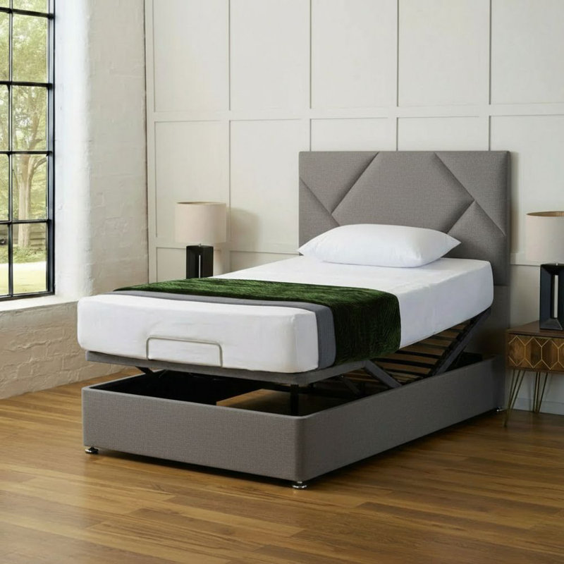 Upholstered Bed, Single (3ft): 95 cm x 209 cm, Plush Mink