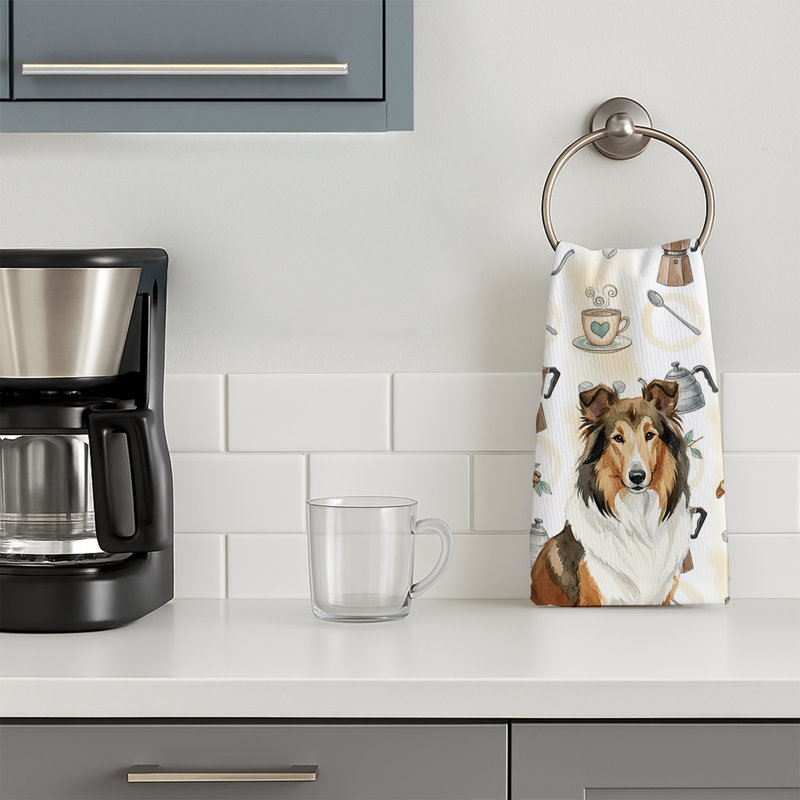 Sable Collie Coffee Bar Kitchen Towel, Sable Collie