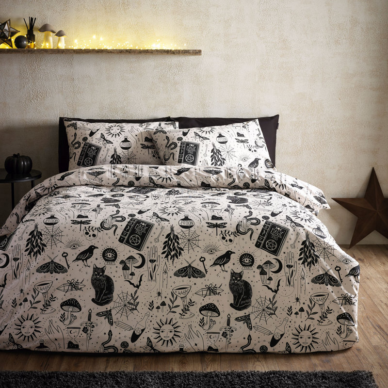 Enchanted Witchcraft Reversible Duvet Cover Set, King Duvet Cover Set + 2 additional Pillowcases