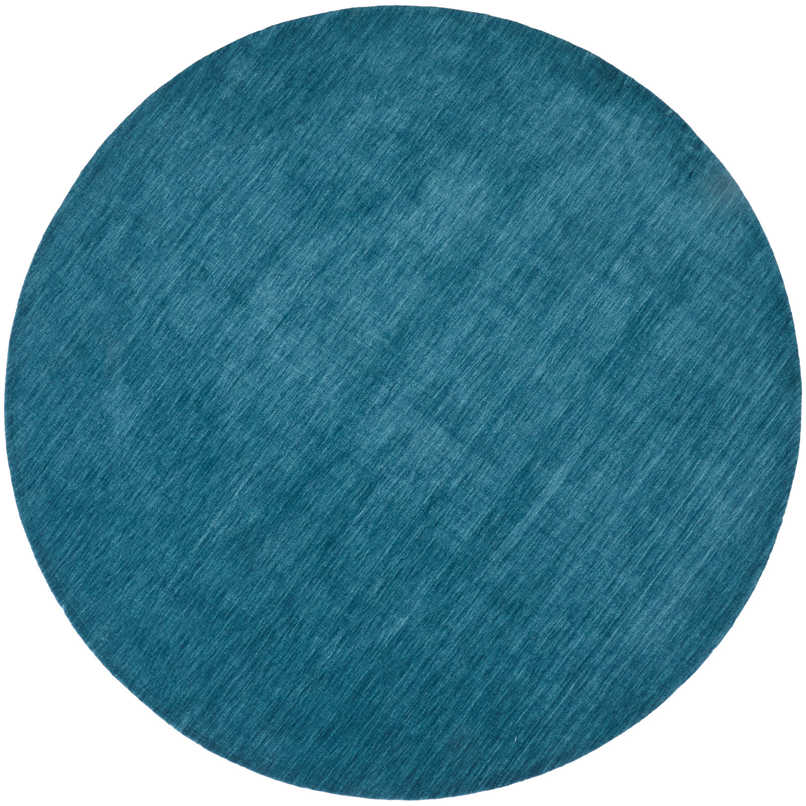 Kaden Hand-Woven Wool Shag Rug, Teal, Round 10'