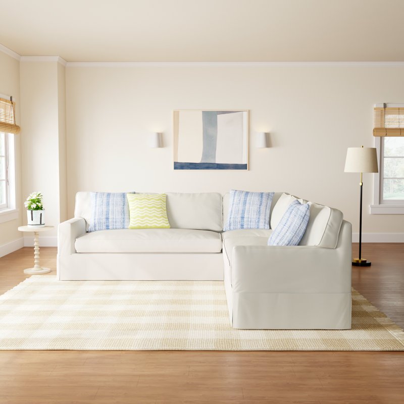 Taylor 5-Person L-Shaped Striped Sectional , Bayou Off White Canvas