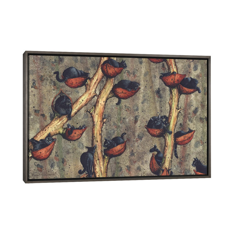 « Catkins » par Maggie Vandewalle-reproduction d’art, H 26 po x l 40 po x 1,5 po, Toile encadrée de bois rustique foncé