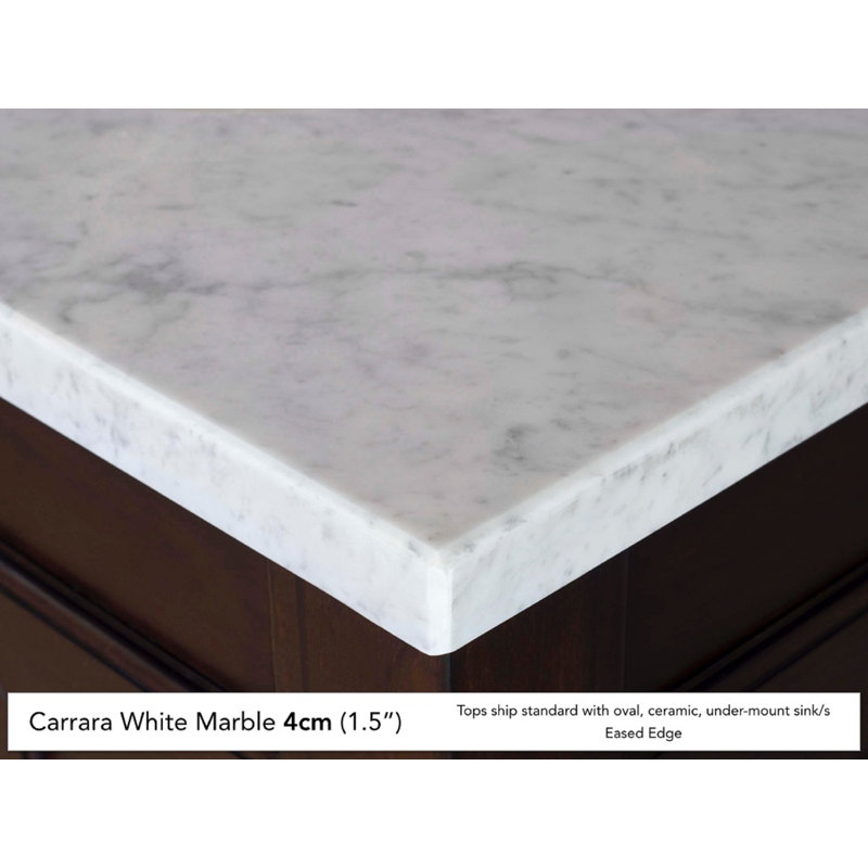 Meuble-lavabo double l 72 po Dussault, Acajou bruni, Blanc Zeus, Trou unique