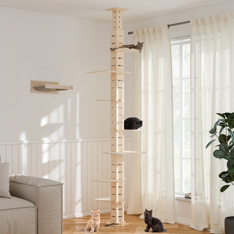 114"H Floor-to-Ceiling Cat Tree Tower, Adjustable Height