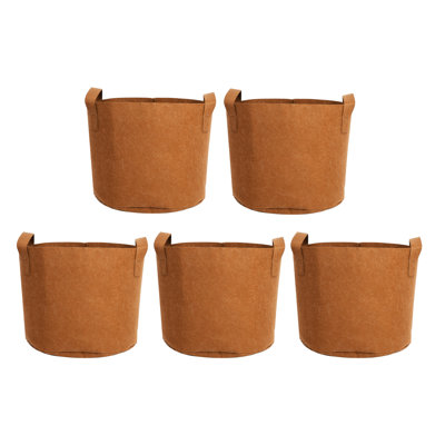 GRILLO HOME 5 Gallon Grow Bags For Vegetables & Plants - Heavy Duty Fabric Pots With Handles, Breathable Plant Containers For Potatoes, Ginger, Tomatoes - Reusable Garden Planting Bags (5-Pack)