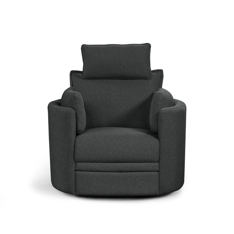 Cozy Soft Swivel Power Recliner with Adjustable Headrest and Footrest, Grey