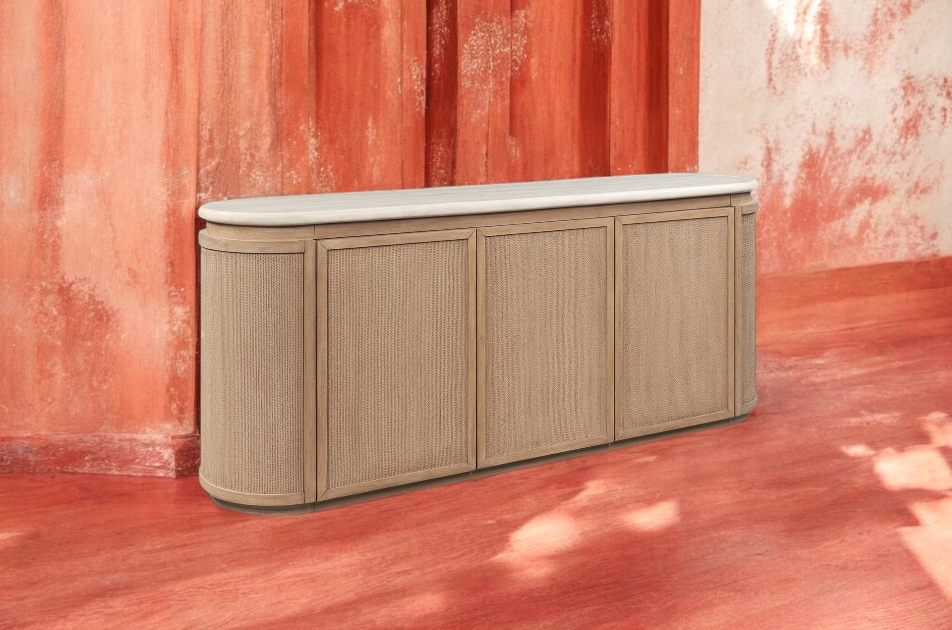 Longshore Tides Stone Top And Rope Front Server Elegant Sideboard With ...