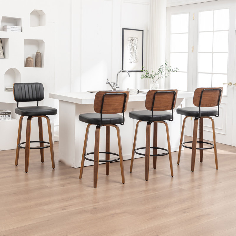 Swivel Counter & Bar Stools (Set of 4), Black, Counter Stool (26.37" Seat Height)