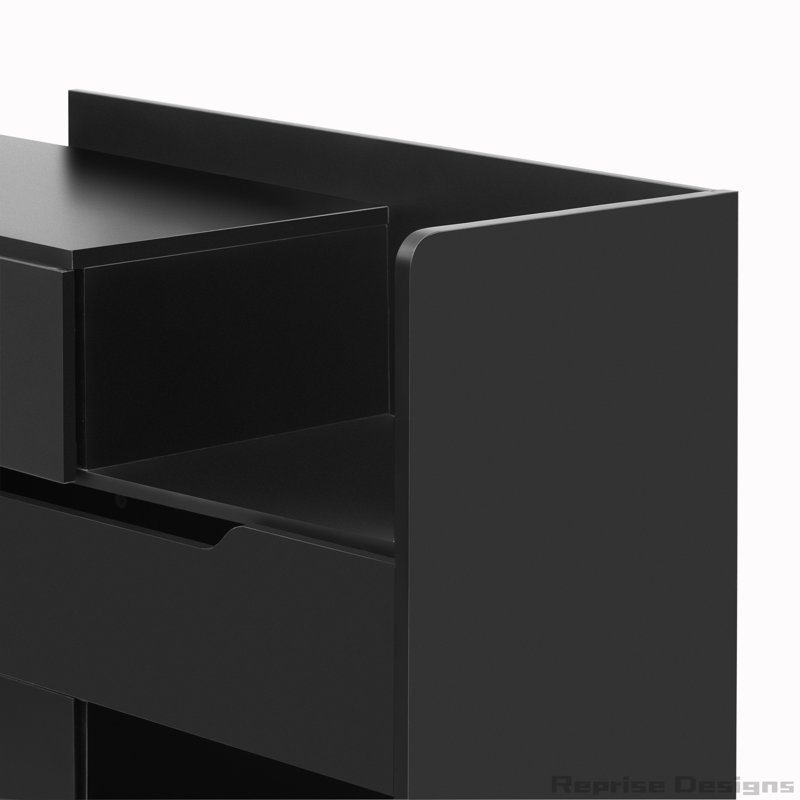 Black Modern Fabric and Metal Shoe Storage Cabinet with Drawers