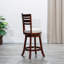 Tabouret pivotant à dossier et à lattes de 24 po de hauteur comptoir, finition cerisier, siège en tissu beige-1080185673-1080185719