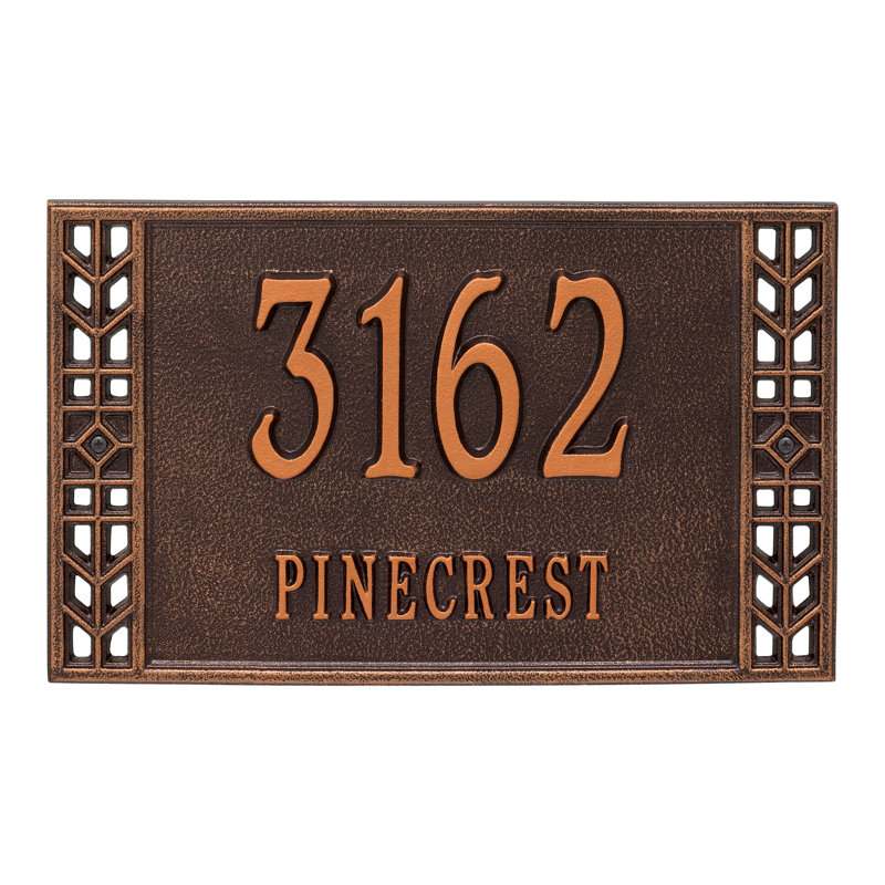 Boston Personalized Standard 2-Line Wall Address Plaque, Antique Copper, Yes