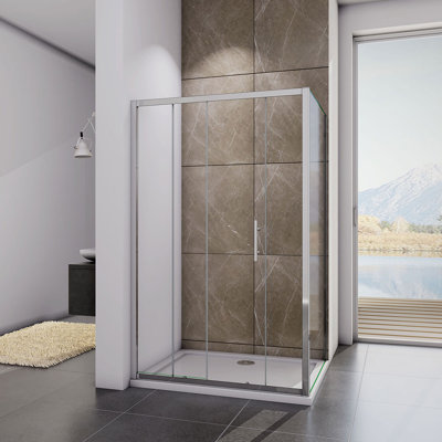 Elora Sliding Glass Rectangular Shower Enclosure - 1850 x 1000 mm