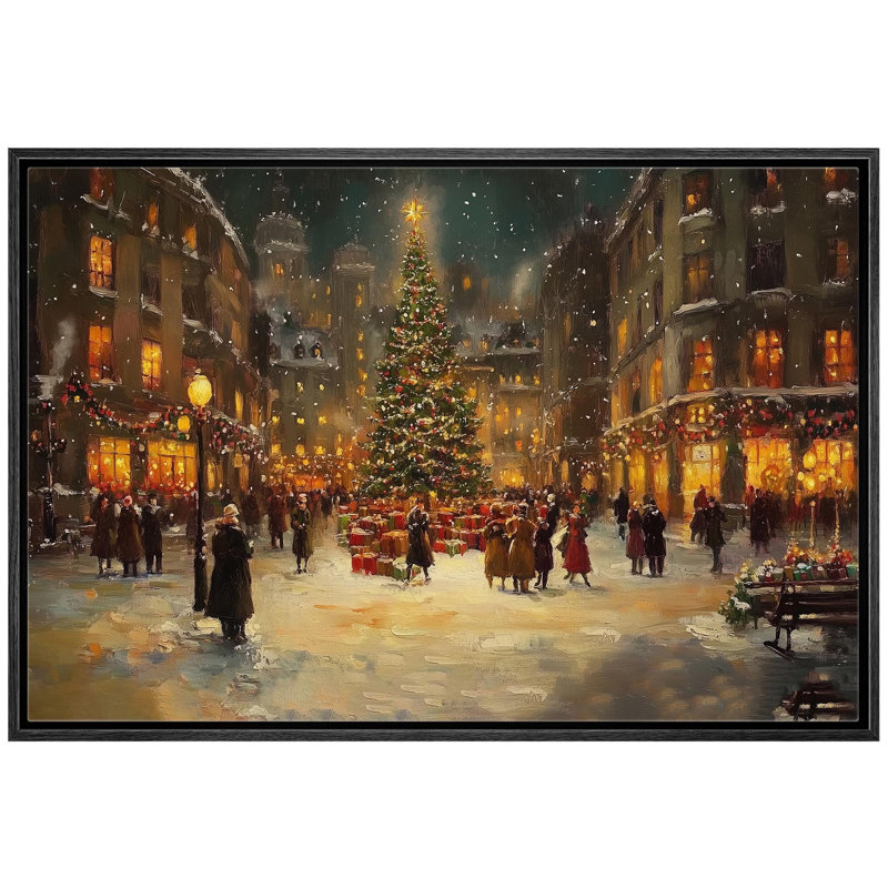 Fête de Noël, fête d'hiver, paysage urbain, œuvre d'art rétro, décoration de vacances Cottagecore, cadeau de Noël, impression numérique