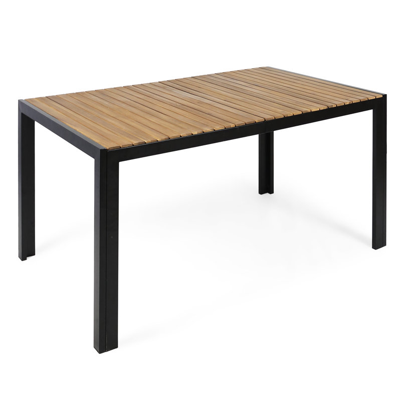 Modern Table - Wood And Iron, 59.3L X 35.5W 30H Inches, Slatted Top, Black Legs Fashionable Dining With Iron 59.9 In Depth 36.35 Width 30.01 Height, Protected Finish, Assembly Required