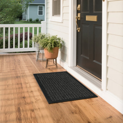 Gray Composite Rubber Mat, Anti-fatigue Floor Mat Category, Dual-layer Polypropylene+rubber Traction Pattern, Non-slip Waterproof Moisture Channeling For Kitchen Bathroom Entryway Home High-traffic Areas
