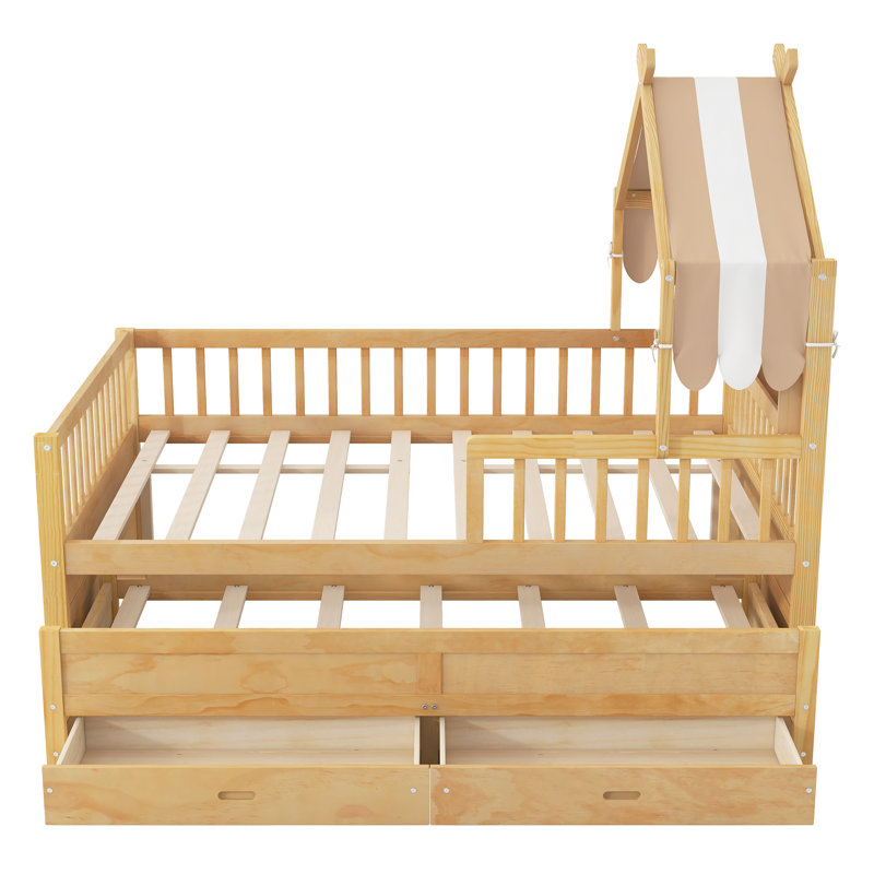 Lit tapissier Elvon, Lit double, Naturel