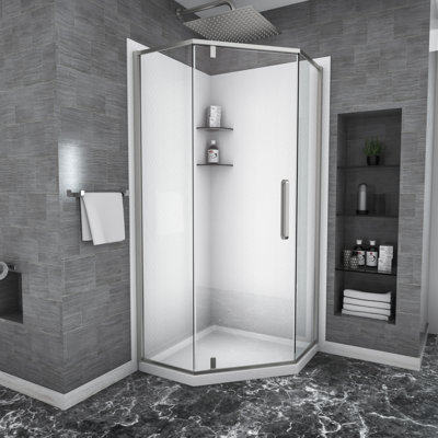 34.12'' W 72'' H Semi-Frameless Neo-angle Right Shower Enclosure
