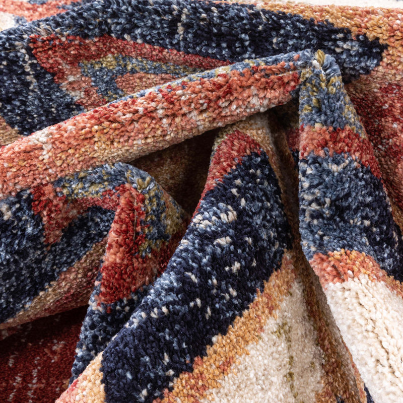 Crimson Southwestern Medallion Synthetic Reversible Rug