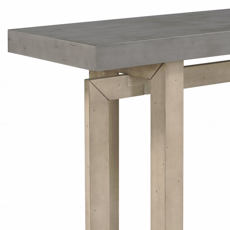 Console avec plateau en bois, table d'entrée très longue, Bleu gris, Marron foncé