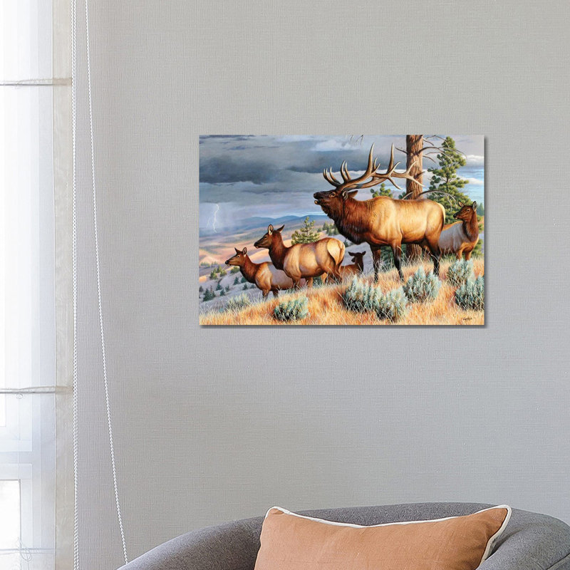 Storm Challenge Elk 1 Piece Wrapped Canvas Wall Art, 66.04 cm H x 45.72 cm W x 1.91 cm D