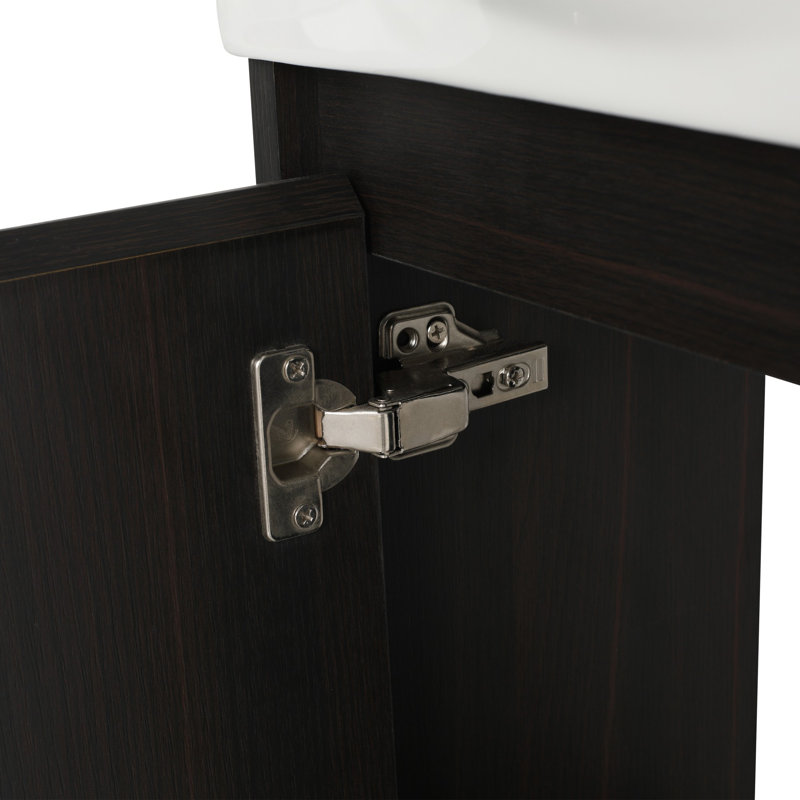 Petit meuble-lavabo moderne avec lavabo en céramique, Noir, noir, noir, noir