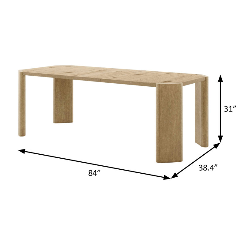 84" W Contemporary Dining Table, Oak