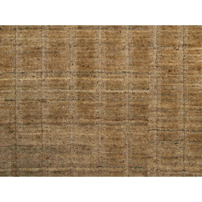 Tapis de couloir oriental brun 2 pi 8 po x 12 pi brun clair en laine naturelle non teintée avec motif à rayures verticales effet sel et poivre