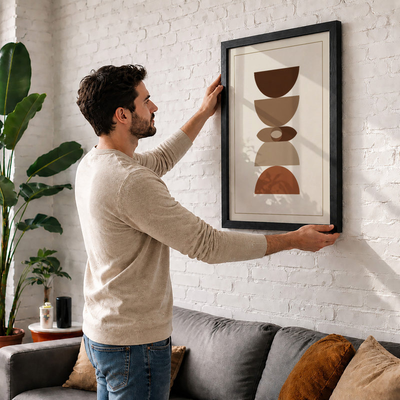 Stacked Geometry Minimalist - Print, Oak, A4 - 29.7 x 21.0 cm
